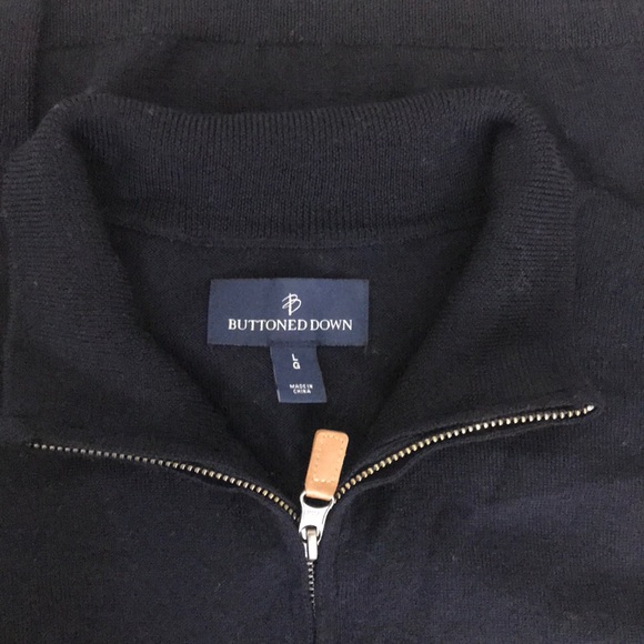 NWT Men's Italian Merino Wool Zip Down Sweater E4 - Picture 3 of 4